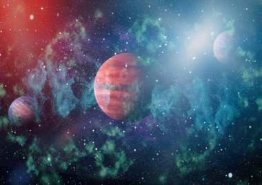 Uzayda ateşli bir patlama. Evrenin soyut çizimi. Bu görüntünün elementleri NASA tarafından desteklenmektedir