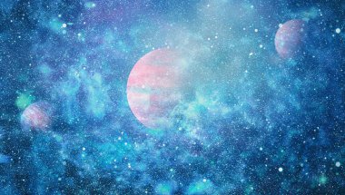 Uzayda ateşli bir patlama. Evrenin soyut çizimi. Bu görüntünün elementleri NASA tarafından desteklenmektedir