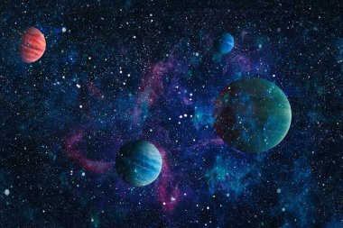 Uzayda ateşli bir patlama. Evrenin soyut çizimi. Bu görüntünün elementleri NASA tarafından desteklenmektedir