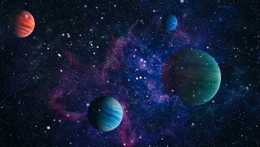 Uzayda ateşli bir patlama. Evrenin soyut çizimi. Bu görüntünün elementleri NASA tarafından desteklenmektedir