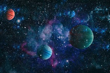 Uzayda ateşli bir patlama. Evrenin soyut çizimi. Bu görüntünün elementleri NASA tarafından desteklenmektedir