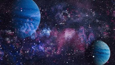 Uzayda ateşli bir patlama. Evrenin soyut çizimi. Bu görüntünün elementleri NASA tarafından desteklenmektedir