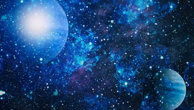 Uzayda ateşli bir patlama. Evrenin soyut çizimi. Bu görüntünün elementleri NASA tarafından desteklenmektedir