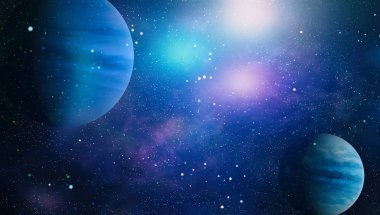 Uzayda ateşli bir patlama. Evrenin soyut çizimi. Bu görüntünün elementleri NASA tarafından desteklenmektedir