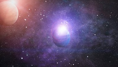 Uzaydaki gezegenler, yıldızlar ve galaksiler uzay keşiflerinin güzelliğini gösteriyor. NASA tarafından döşenmiş elementler