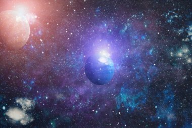 Uzaydaki gezegenler, yıldızlar ve galaksiler uzay keşiflerinin güzelliğini gösteriyor. NASA tarafından döşenmiş elementler