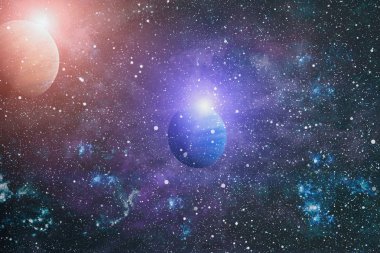 Uzaydaki gezegenler, yıldızlar ve galaksiler uzay keşiflerinin güzelliğini gösteriyor. NASA tarafından döşenmiş elementler