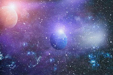 Uzaydaki gezegenler, yıldızlar ve galaksiler uzay keşiflerinin güzelliğini gösteriyor. NASA tarafından döşenmiş elementler