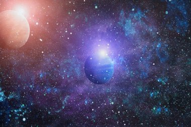 Uzaydaki gezegenler, yıldızlar ve galaksiler uzay keşiflerinin güzelliğini gösteriyor. NASA tarafından döşenmiş elementler
