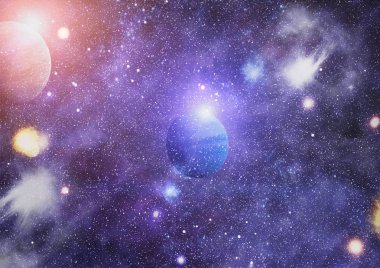 Uzaydaki gezegenler, yıldızlar ve galaksiler uzay keşiflerinin güzelliğini gösteriyor. NASA tarafından döşenmiş elementler