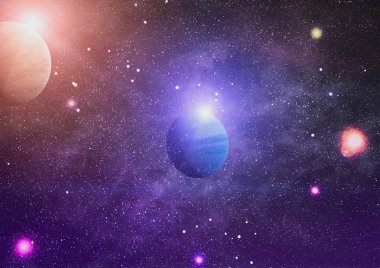 Uzaydaki gezegenler, yıldızlar ve galaksiler uzay keşiflerinin güzelliğini gösteriyor. NASA tarafından döşenmiş elementler