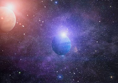 Uzaydaki gezegenler, yıldızlar ve galaksiler uzay keşiflerinin güzelliğini gösteriyor. NASA tarafından döşenmiş elementler