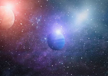 Uzaydaki gezegenler, yıldızlar ve galaksiler uzay keşiflerinin güzelliğini gösteriyor. NASA tarafından döşenmiş elementler