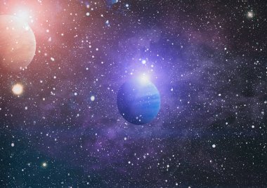 Uzaydaki gezegenler, yıldızlar ve galaksiler uzay keşiflerinin güzelliğini gösteriyor. NASA tarafından döşenmiş elementler