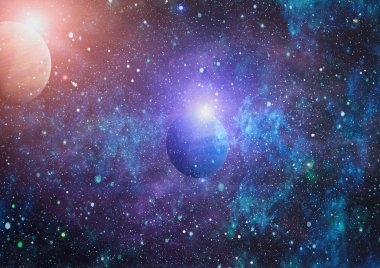 Uzaydaki gezegenler, yıldızlar ve galaksiler uzay keşiflerinin güzelliğini gösteriyor. NASA tarafından döşenmiş elementler