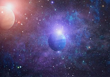 Uzaydaki gezegenler, yıldızlar ve galaksiler uzay keşiflerinin güzelliğini gösteriyor. NASA tarafından döşenmiş elementler