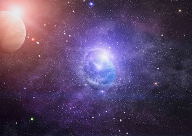 Uzaydaki gezegenler, yıldızlar ve galaksiler uzay keşiflerinin güzelliğini gösteriyor. NASA tarafından döşenmiş elementler