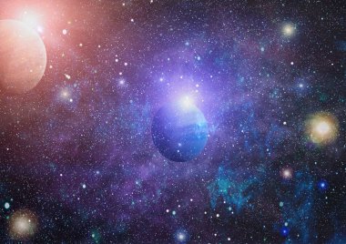 Uzaydaki gezegenler, yıldızlar ve galaksiler uzay keşiflerinin güzelliğini gösteriyor. NASA tarafından döşenmiş elementler