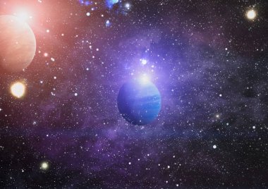 Uzaydaki gezegenler, yıldızlar ve galaksiler uzay keşiflerinin güzelliğini gösteriyor. NASA tarafından döşenmiş elementler