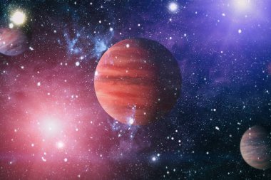 Uzaydaki gezegenler, yıldızlar ve galaksiler uzay keşiflerinin güzelliğini gösteriyor. NASA tarafından döşenmiş elementler