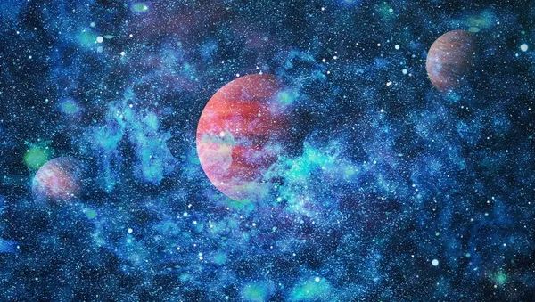 Uzayda ateşli bir patlama. Evrenin soyut çizimi. Bu görüntünün elementleri NASA tarafından desteklenmektedir