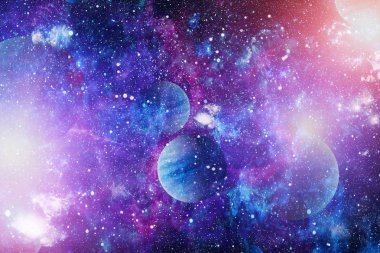 Uzaydaki gezegenler, yıldızlar ve galaksiler uzay keşiflerinin güzelliğini gösteriyor. NASA tarafından döşenmiş elementler