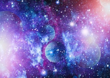 Uzaydaki gezegenler, yıldızlar ve galaksiler uzay keşiflerinin güzelliğini gösteriyor. NASA tarafından döşenmiş elementler