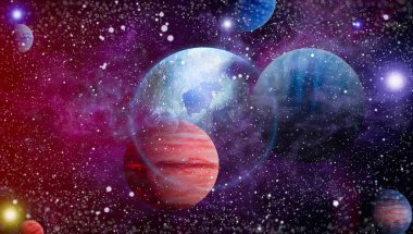 Renkli derin uzay. Evren kavramı arka plan. Nasa tarafından döşenmiş bu görüntü unsurları