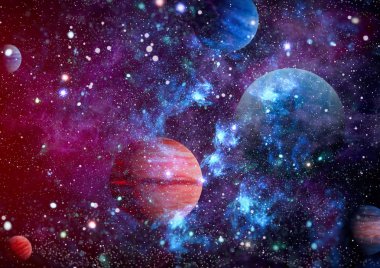 Renkli derin uzay. Evren kavramı arka plan. Nasa tarafından döşenmiş bu görüntü unsurları