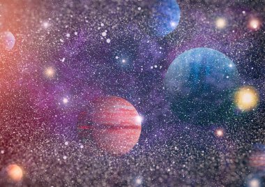 Renkli derin uzay. Evren kavramı arka plan. Nasa tarafından döşenmiş bu görüntü unsurları