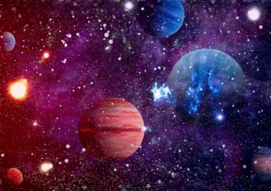 Renkli derin uzay. Evren kavramı arka plan. Nasa tarafından döşenmiş bu görüntü unsurları