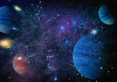 Renkli derin uzay. Evren kavramı arka plan. Nasa tarafından döşenmiş bu görüntü unsurları