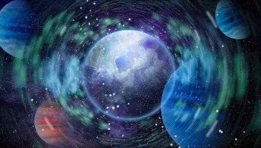 Renkli derin uzay. Evren kavramı arka plan. Nasa tarafından döşenmiş bu görüntü unsurları
