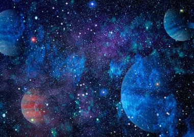Renkli derin uzay. Evren kavramı arka plan. Nasa tarafından döşenmiş bu görüntü unsurları