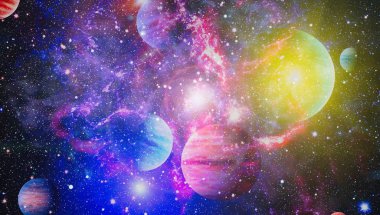 Güzel bulutsu, yıldızlar ve galaksiler. Nasa tarafından döşenmiş bu görüntü unsurları.