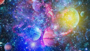 Güzel bulutsu, yıldızlar ve galaksiler. Nasa tarafından döşenmiş bu görüntü unsurları.