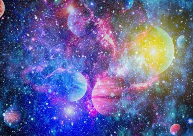 Güzel bulutsu, yıldızlar ve galaksiler. Nasa tarafından döşenmiş bu görüntü unsurları.