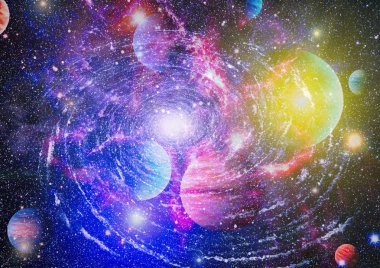 Güzel bulutsu, yıldızlar ve galaksiler. Nasa tarafından döşenmiş bu görüntü unsurları.