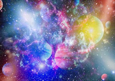 Güzel bulutsu, yıldızlar ve galaksiler. Nasa tarafından döşenmiş bu görüntü unsurları.