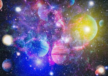 Güzel bulutsu, yıldızlar ve galaksiler. Nasa tarafından döşenmiş bu görüntü unsurları.