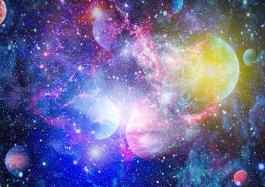 Güzel bulutsu, yıldızlar ve galaksiler. Nasa tarafından döşenmiş bu görüntü unsurları.