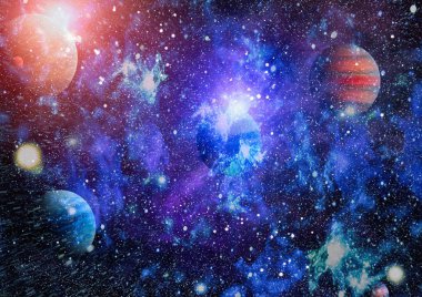 Güzel bulutsu, yıldızlar ve galaksiler. Nasa tarafından döşenmiş bu görüntü unsurları.