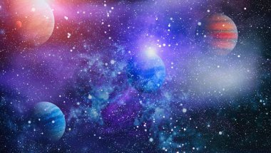 Güzel bulutsu, yıldızlar ve galaksiler. Nasa tarafından döşenmiş bu görüntü unsurları.