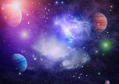 Güzel bulutsu, yıldızlar ve galaksiler. Nasa tarafından döşenmiş bu görüntü unsurları.