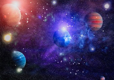 Güzel bulutsu, yıldızlar ve galaksiler. Nasa tarafından döşenmiş bu görüntü unsurları.