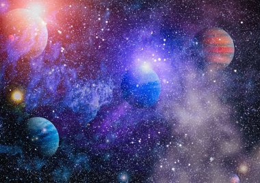 Güzel bulutsu, yıldızlar ve galaksiler. Nasa tarafından döşenmiş bu görüntü unsurları.