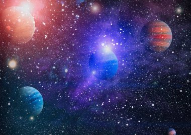 Güzel bulutsu, yıldızlar ve galaksiler. Nasa tarafından döşenmiş bu görüntü unsurları.