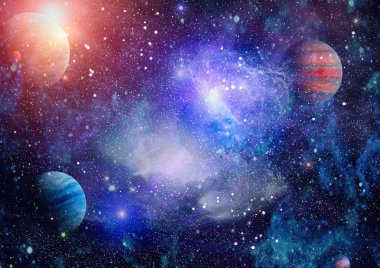 Güzel bulutsu, yıldızlar ve galaksiler. Nasa tarafından döşenmiş bu görüntü unsurları.