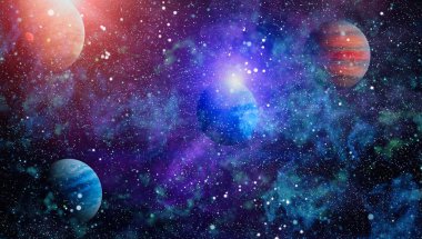 Güzel bulutsu, yıldızlar ve galaksiler. Nasa tarafından döşenmiş bu görüntü unsurları.