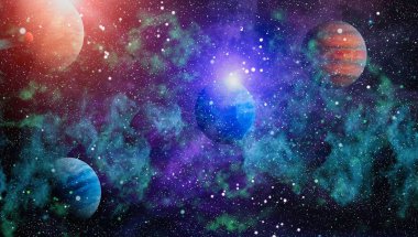 Güzel bulutsu, yıldızlar ve galaksiler. Nasa tarafından döşenmiş bu görüntü unsurları.